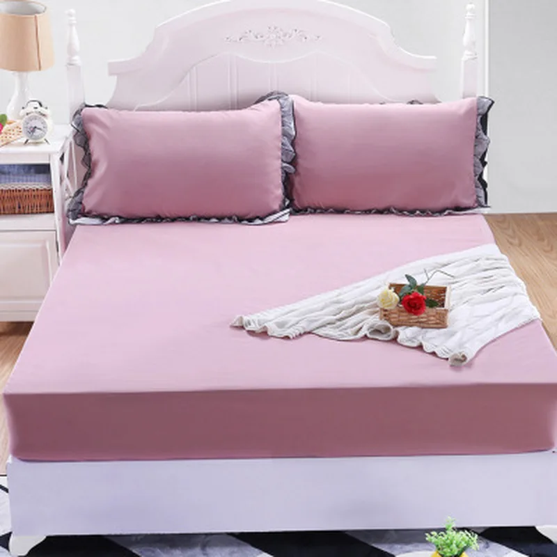 Стиль Романтический фиолетовый водонепроницаемое покрытие матраса для женщин простой сплошной цвет детская моча изоляция пылезащитный чехол для кровати