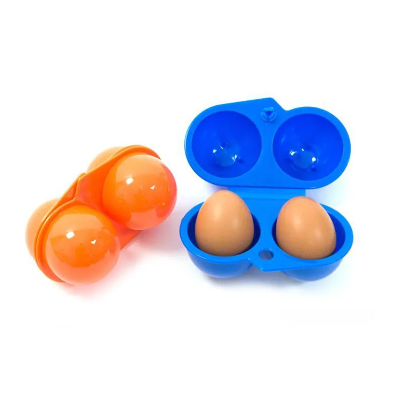 Portable Egg Storage Box 2 Trays Egg Case Carrier Container Hard Boiled Holder Camping Carrier for Barbecue Camping