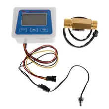 1 Set LCD Digital Flow Meter Water Flowmeter Temperature Time Record with G1/2 Flow Sensor