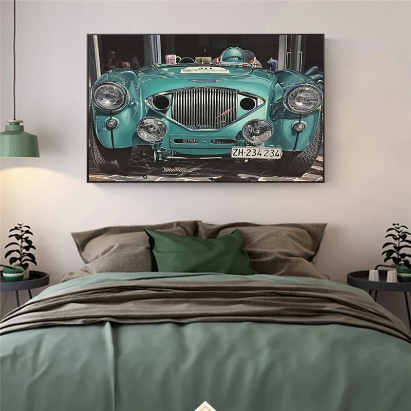 Ретро винтажный синий зеленый античный автомобиль Художественная Картина на