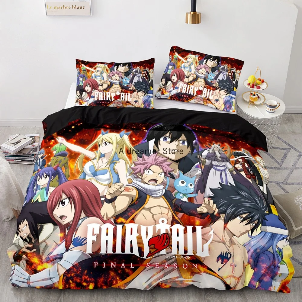 2022 New Style Anime Fairy Tail Duvet Cover Cartoon Kids Bedding Sets With Pillowcases Gift For Friend Decor Home Bedclothes