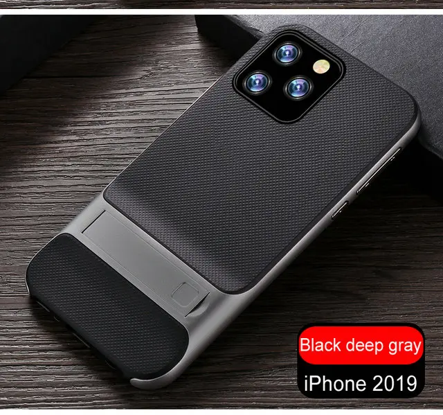 Для iPhone 11 Pro Max чехол Роскошный тонкий матовый чехол Подставка для Apple iPhone 11 чехол для iPhone 11 Pro Чехол iPhone11 11Pro - Цвет: Black deep gray