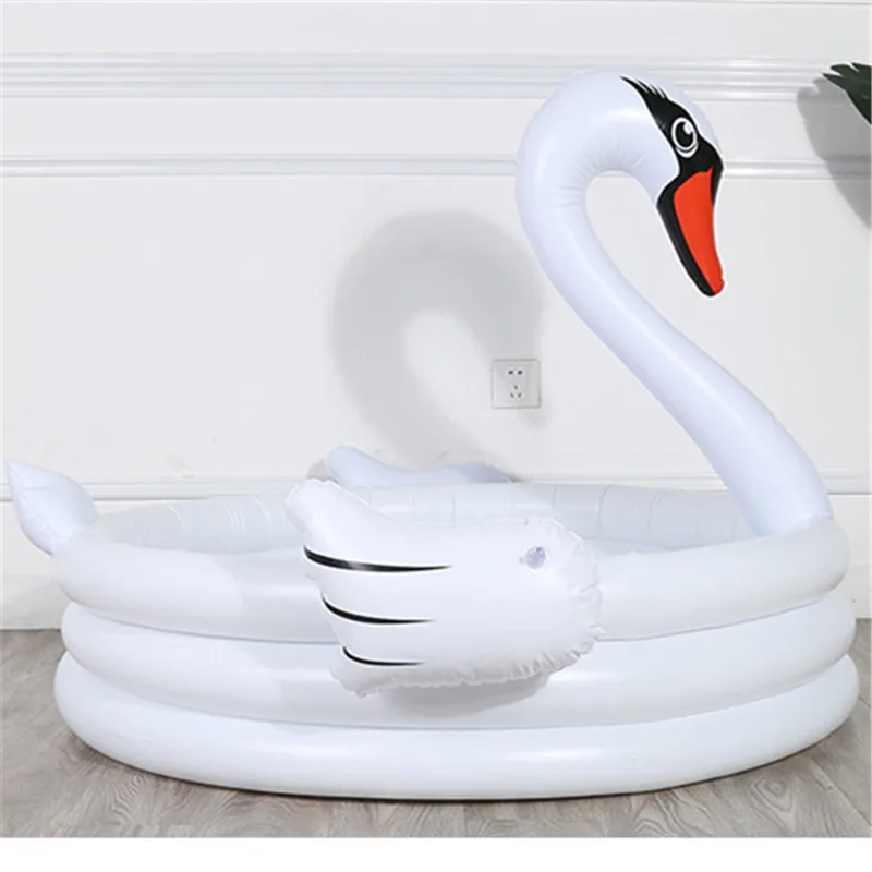 white swan Мультфильм надувной фламинго Лебедь бассейн матрас для купания воды бассейн Домашнее использование игры Детский бассейн для детей - Цвет: white swan