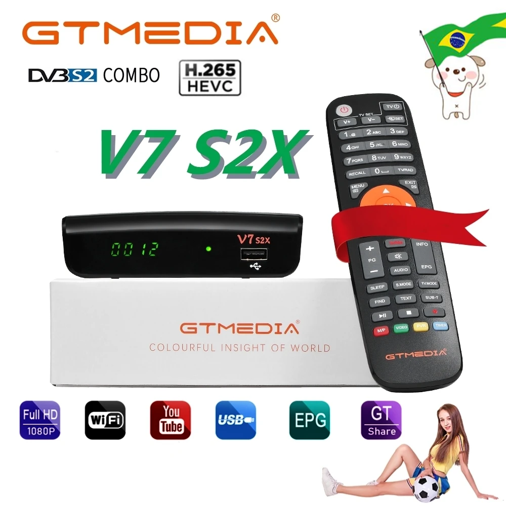Цифровой декодер DVB S2 GTmedia V7 S2X 1080P H.265 USB WIFI V7s HD Freesat V7S TV приемник без приложения в