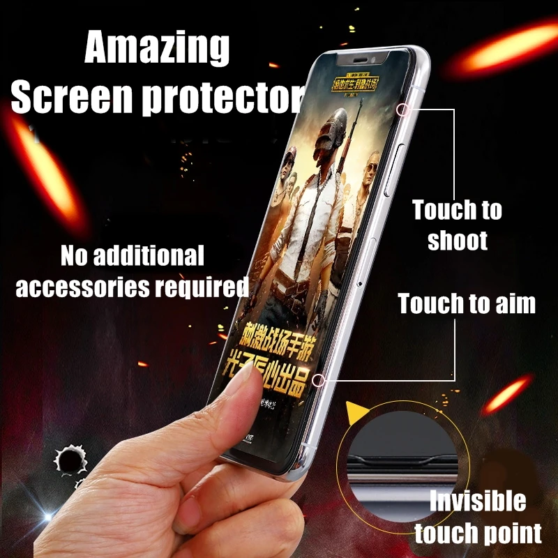  2020 New PUBG trigger screen protector Full Cover Tempered Glass For iPhone 6 7 8plus X XR 11 Pro S