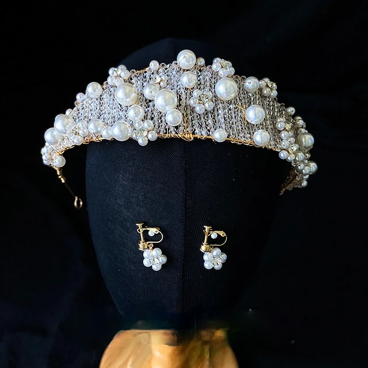 Crystal Headband Bridal Headwear Earrings Set Wedding Wedding Super Fairy Hair Accessories Crown Shape Wedding Accessories