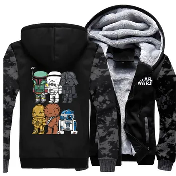 

2019 Autumn Winter Hoodies For Men Funny Movies Camouflage Jacket Hip Hop Zipper Thick Hoodie Sweatshirt Mens Streetwear Warm