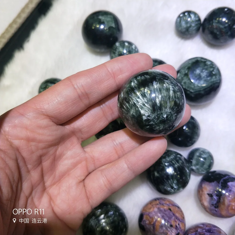 Seraphinite Натуральный камень Чароит Серафинит кристалл шар фиолетовый натуральный камень s энергия камень домашний Декор подарок - Цвет: Seraphinite