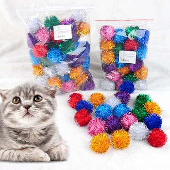 

Cute Funny Cat Toys Colored Paper Ball Cat Toy Ball Creative Colorful Glitter Interactive Cat Chew Toy Training Pet Supplies