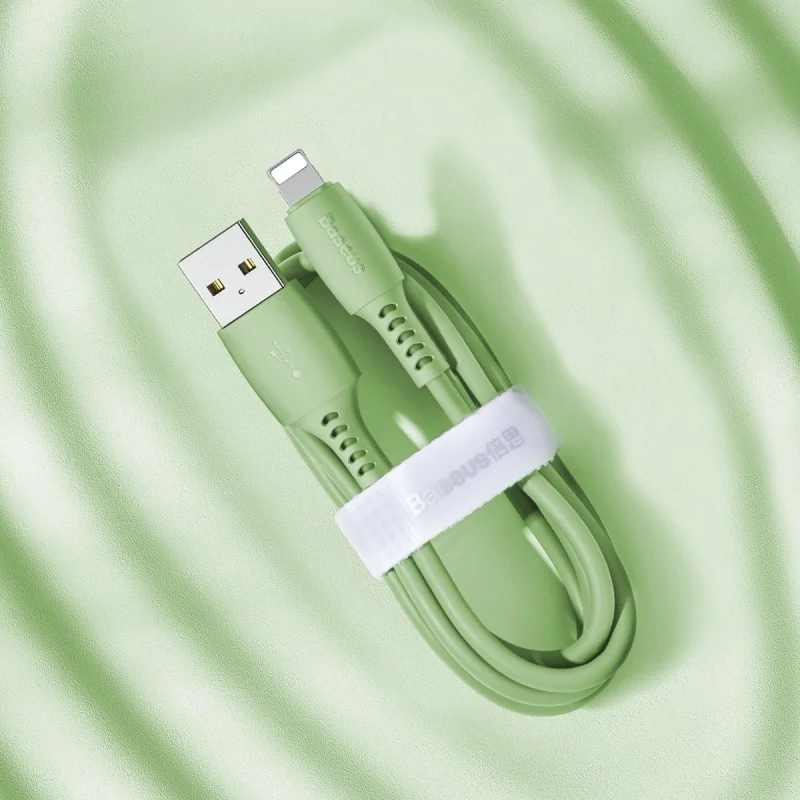 Цветной USB кабель Baseus для iPhone 11 Pro Max Xs Max Xr X 8 7 6 6s Plus 2.4A кабель для быстрой зарядки для iPhone шнур для передачи данных зарядное устройство - Цвет: Green