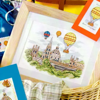 

11CT Printed 14ct Counted Cross Stitch "Hot air balloon city" DIY Embroidery Cross Stitch kit pattern needlework set Fishxx