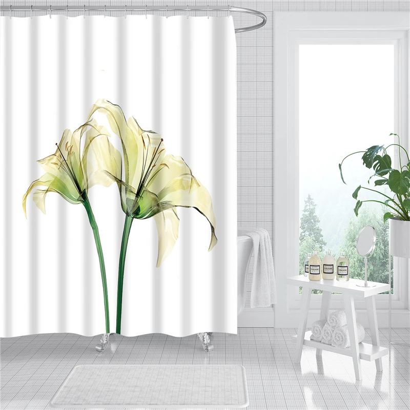 Полиэфирная ткань занавеска для душа с защитой от плесени cortinas para bano экран для ванной комнаты домашний декор цветочный узор занавески DW184