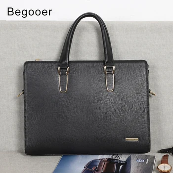 

Brand Man Business Briefcase Bag Genuine Leather High Quality Men office Bags For 14 inch Laptop A4 File Causel Male