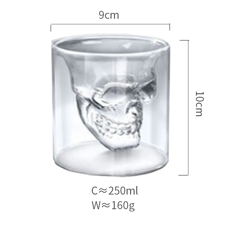 Стеклянный Череп чашка с двойными стенками стеклянная рюмка водочная бар клуб Пиво Виски чашка 250 мл