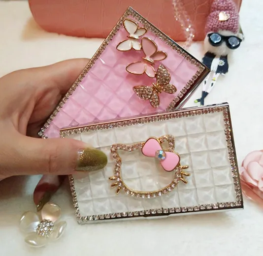 Мода Bling Кристалл Алмаз Нержавеющая сталь Портативный Путешествия Стразы держатель для карт чехол Чехлы для ID банковские карты для женщин Подарки