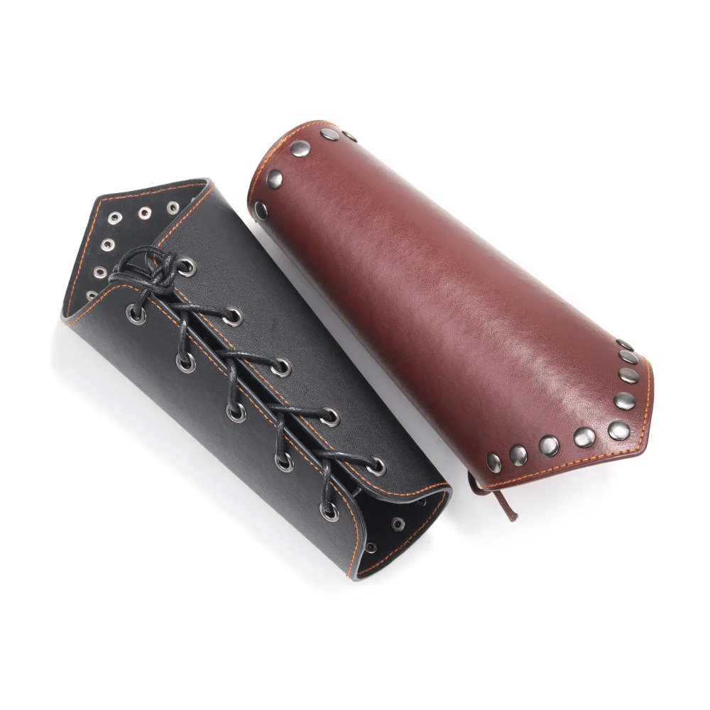 

New Steampunk Cross LARP Rivets Bandage Gauntlet Hospitaller Templar Knights Bracelet Wristband Medieval Leather Arm Armor Cuff