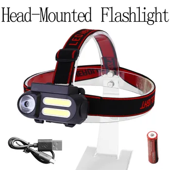 

USB Rechargeable COB LED Headlamp Headlight Head Light Torch Flashlight 4 Modes linterna led cabeza lampe frontale hoofdlamp