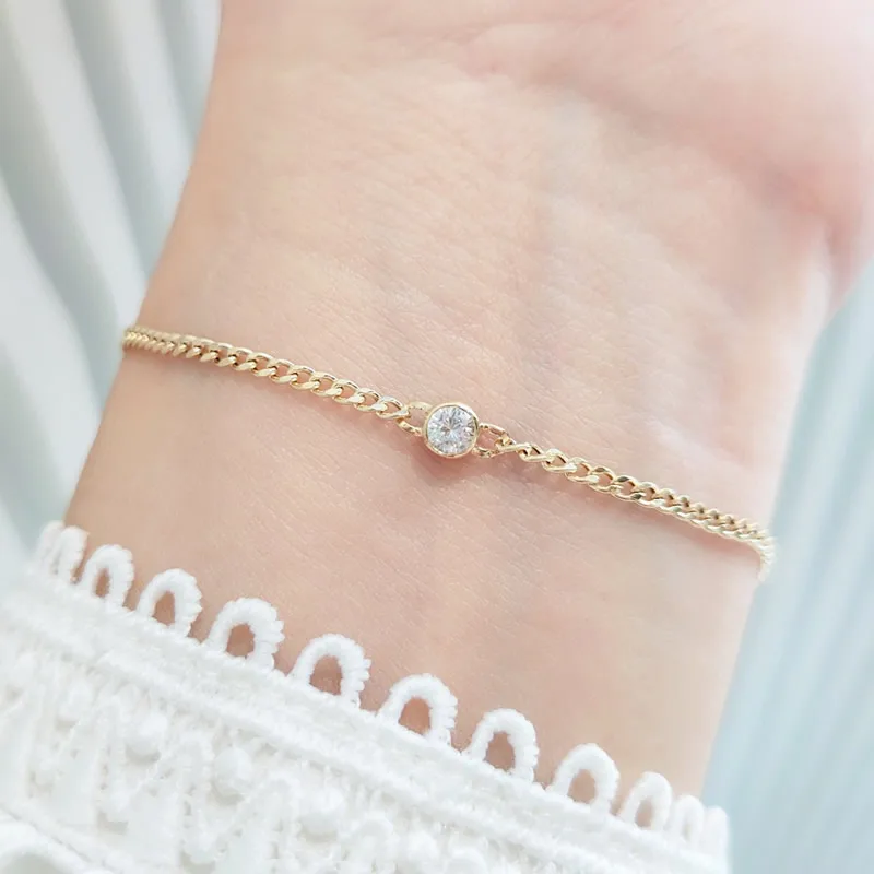 Aazuo INS Real 18K Yellow Gold Real Diamonds 0.12ct Fairy Bubbles Bracelet For Woman Upscale Trendy Engagement Party Au750