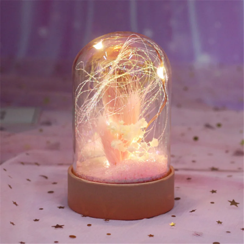 Creative Night Light Craft Home Decoration Romantic Table Lamp Home Student Gift Flower Wish Star Light LED Glass Night Lamp