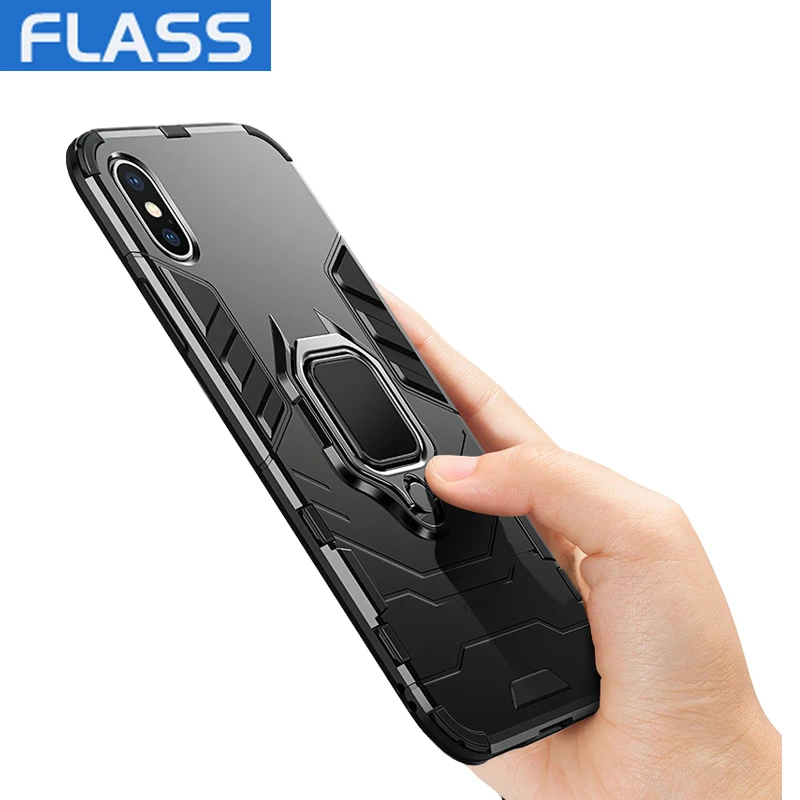 Flass Protective Anti-fall Armor Soft Silicone Phone Case With Ring Stand Magnetic in Car Holder For iPhone 11 7 SE | Мобильные