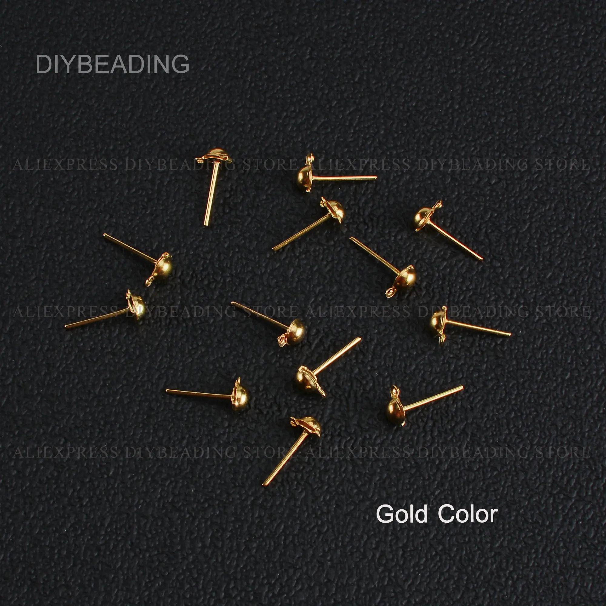 50-1000 Pcs Ball Stud Earring Post with Ring/Loop 4mm 6mm White Gold/KC Gold/Gold/Silver Plated Iron Dot Post for Earring Making