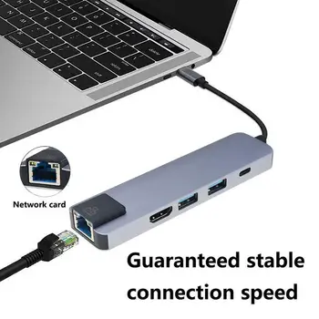 

New 5 in 1 USB Type C Hub USB 3.0 Hdmi USB C Hub to Gigabit Ethernet Rj45 Network Adapter to 1000Mvps for Macbook Pro UM