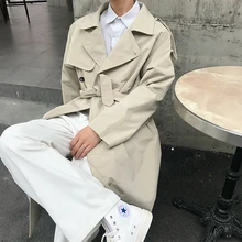 Осень новая Корейская версия ретро свободная британская однотонная Высококачественная Мужская длинная секционная Красивая Повседневная ветровка