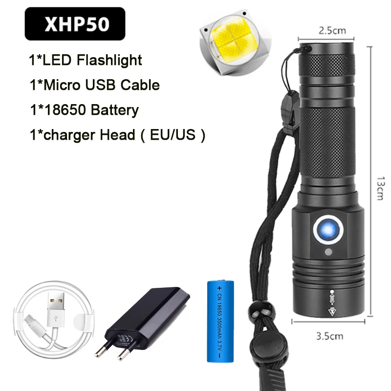 Package C Супер мощный XHP70.2 светодиодный фонарик 26650 фонарики XLamp XHP50 USB Перезаряжаемый тактический фонарь 18650 Zoom факел - Испускаемый цвет: Package C