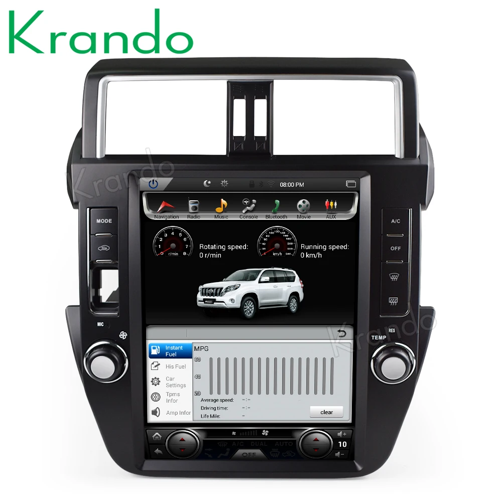 Sale Krando Android 7.1 12.1" tesla Vertical screen car radio gps navigation player for Toyota Prado 2014-2017 multimedia system 2
