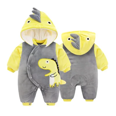 Baby Siamese clothes thickening baby clothes autumn and winter clothes newborns cute print cotton clothes winter warm jumpsuit
