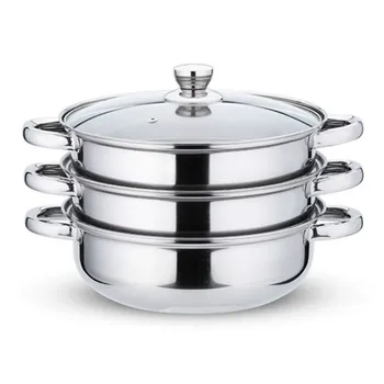 

28cm thickened steamer stainless steel steamer double layer steamer electromagnetic stove domestic steamer soup pot CY51104