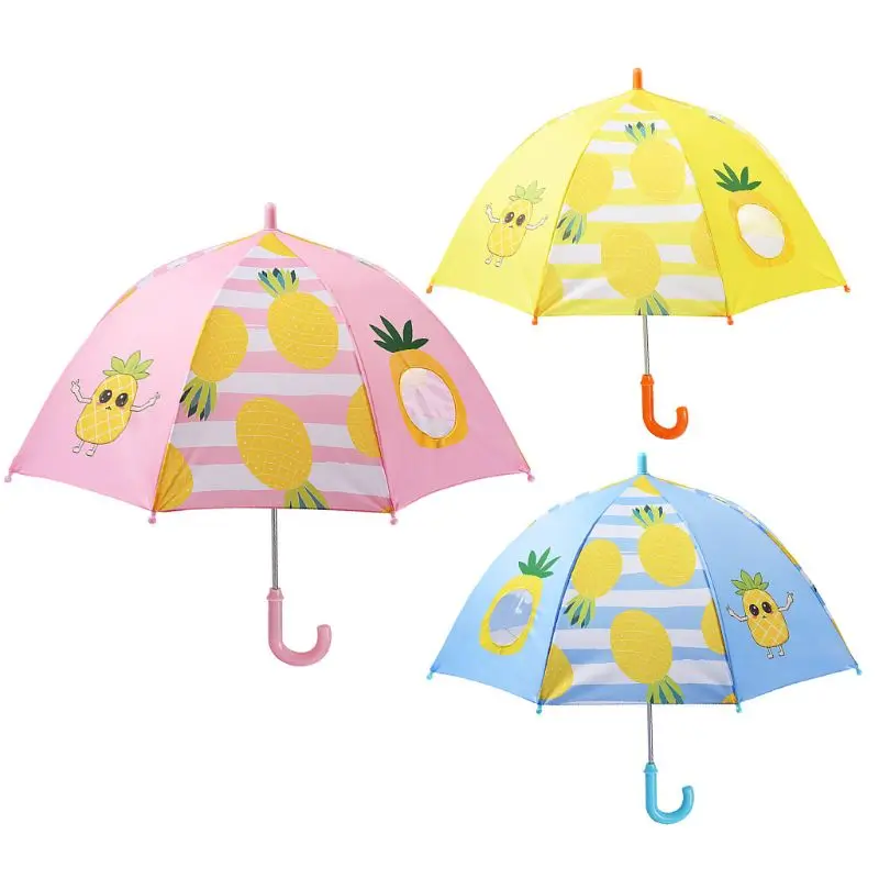 Детский зонтик с рисунком ананаса; зонты с длинной прямой ручкой для мальчиков и девочек