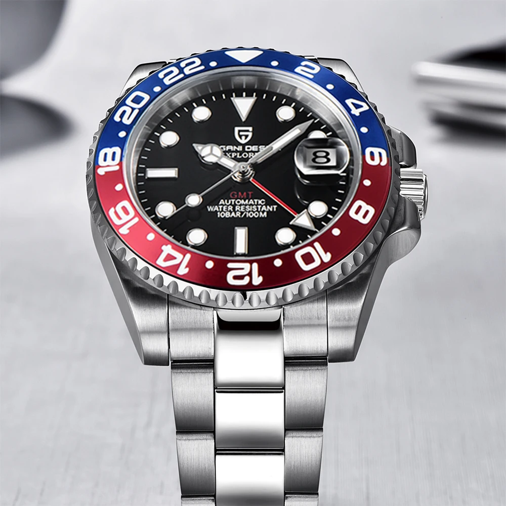 Часы наручные PAGANI GMT механические, брендовые водонепроницаемые  автоматические деловые мужские часы с сапфировым стеклом из нержавеющей  стали | Наручные часы | АлиЭкспресс