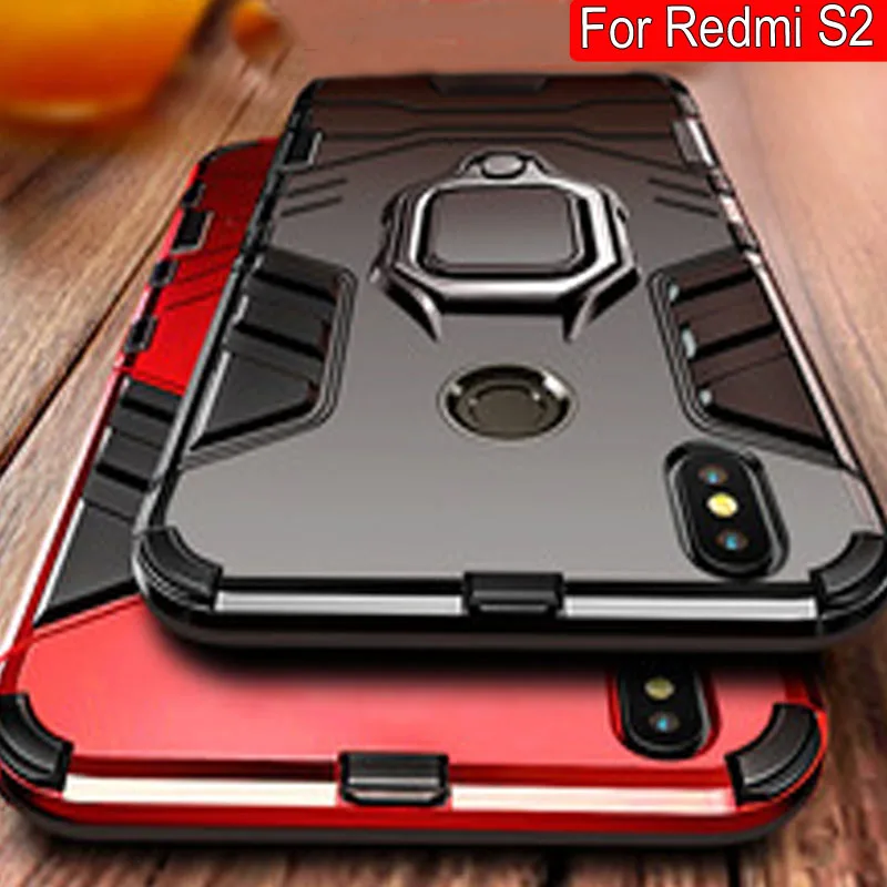 2 шт. магнитный металлический чехол с кольцом для Xiaomi Redmi S2 магнитные
