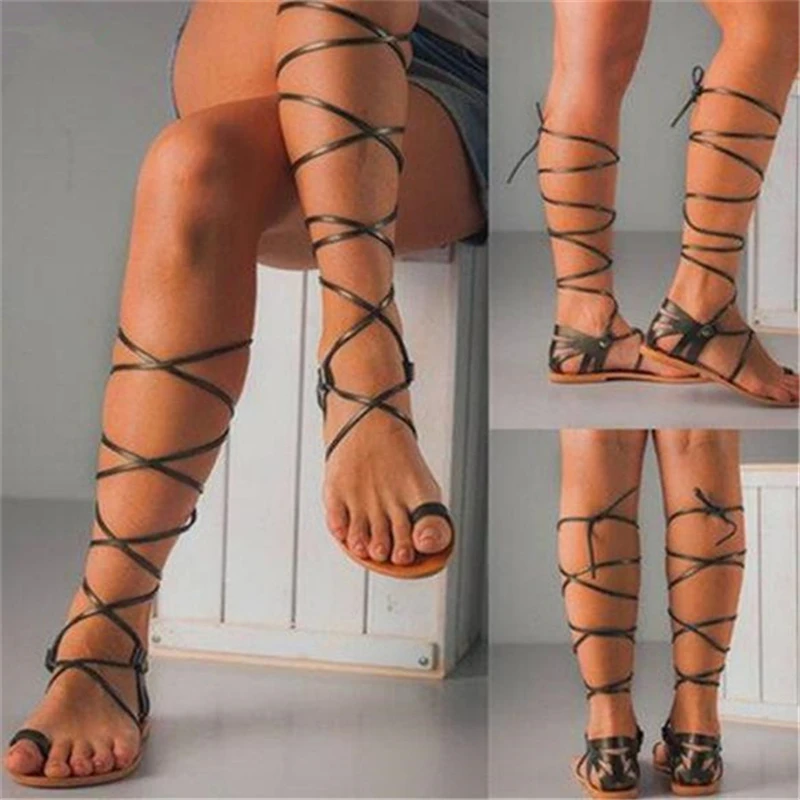 knee high roman sandals