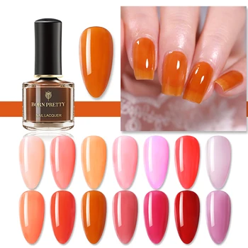 

BORN PRETTY Translucent Jelly Nail Polish 4 Layers Red Purple Semi-transparent Nail Art Polish Varnish DIY Design Manicuring
