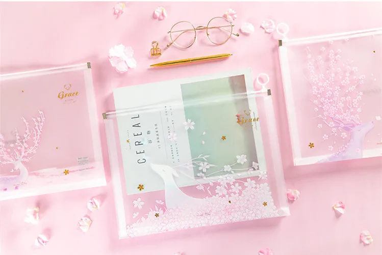 1 шт. Kawaii Sakura A4 папка принадлежности школьные книги канцелярские принадлежности Органайзер бумаги карандаш офисный чехол для хранения файл сумка