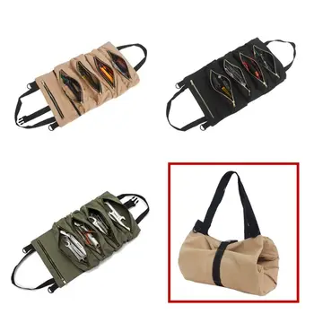 

Canvas Tool Roll Wrench Pouch Vehicle Tool Bag Hanging Tool Zipper Carrier Tote M7DA