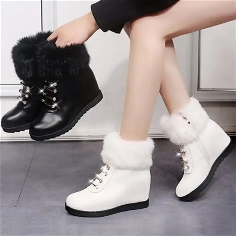 Women Sheepskin Lamb Lined Ankle Boot Sneaker Board Warm Thicken Outdoor Shoes 