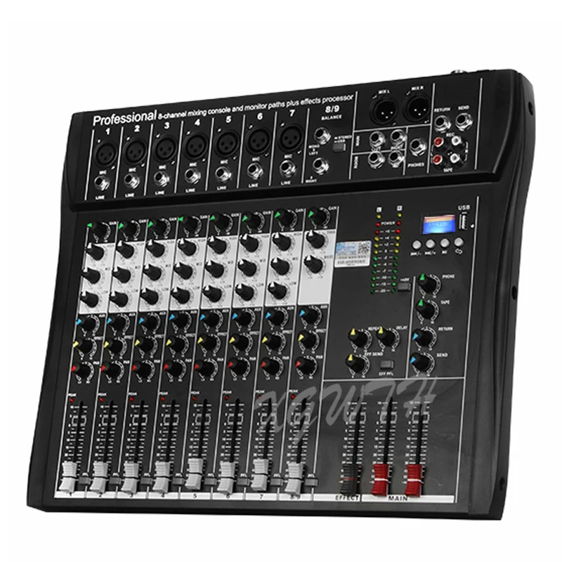US $133.33 Professional 8Channel Mixer Stage Performance Conference Audio USB Bluetooth Reverb Tuner