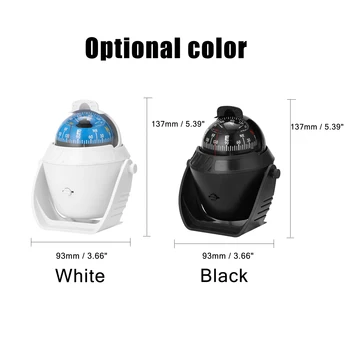 

White Black Camping Gear with Light Compass Guide Ball LED Light Electronic Navigation Compass For Marine Boat Vehicle Ca