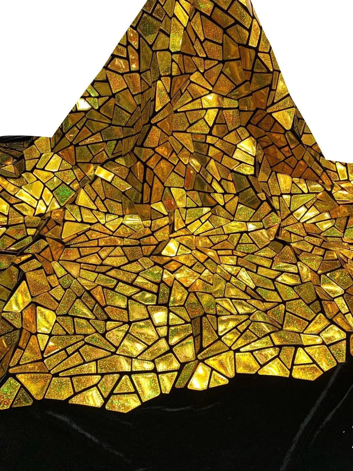 

Gold With Big Sequins Geometric Pattern African French Velvet Lace Fabric High Quality Nigerian Velvet Lace Fabric For Garment