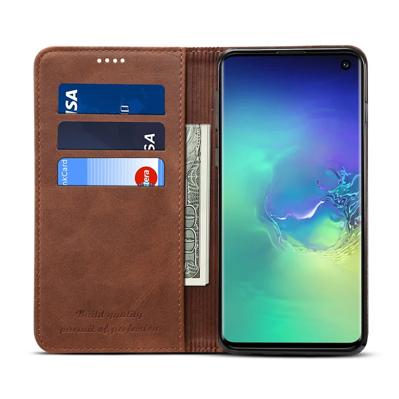 Роскошный кожаный флип-чехол для samsung Galaxy S10 S9 Plus S10e Note 9 10+ Мягкая силиконовая задняя крышка кошелек держатель для карт чехол