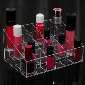 

24 Grid Acrylic Lipstick Transparent Jewelry Storage Box Makeup Case Organizer Holder Cosmetics Brush Display Stand Hot Sale