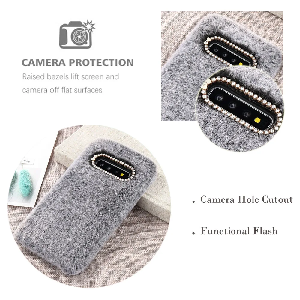 LLZ. COQUE роскошный Пушистый Плюшевый Меховой чехол для телефона для samsung Galaxy S7 S8 S9 S0 S10e Plus Note 10 5g теплый чехол Capas Fundas