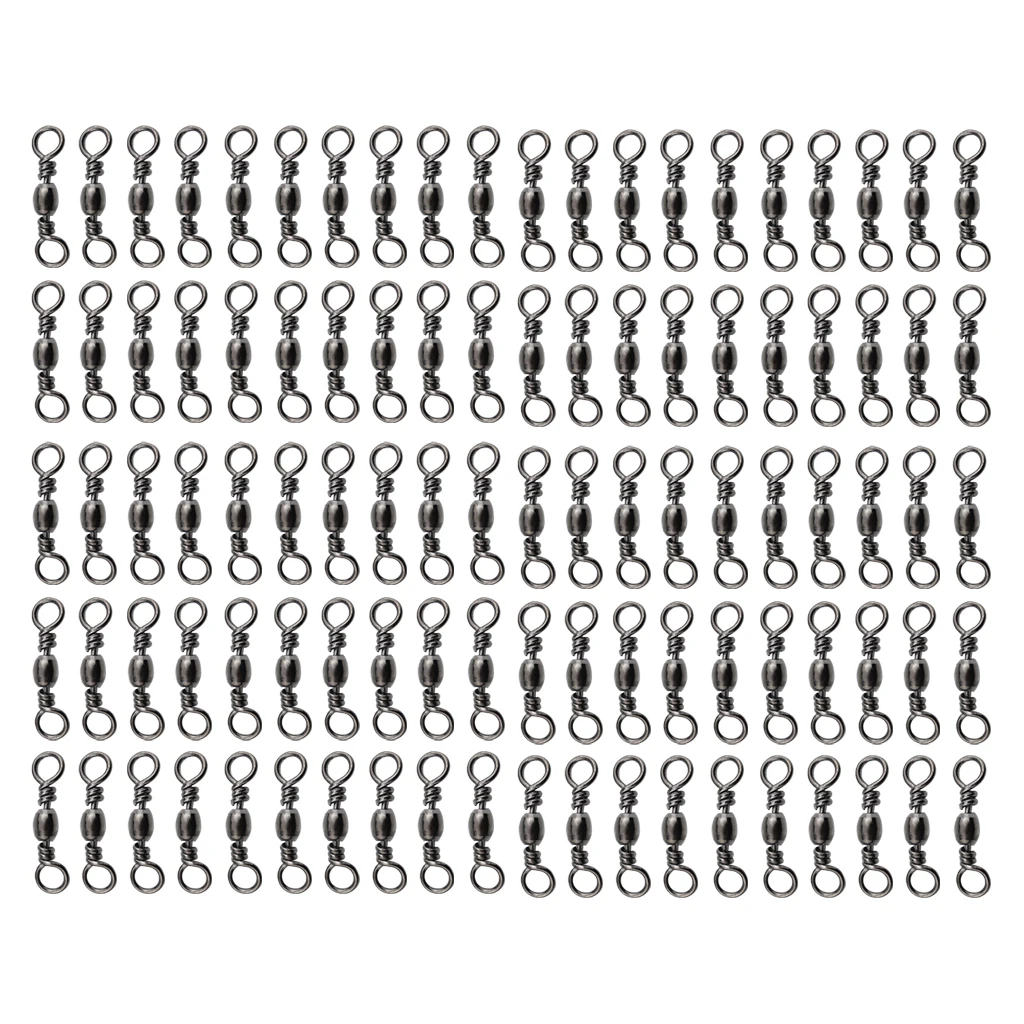 100pcs Rolling Barrel Swivel with Solid Ring Fishing Swivel Lures Connectors Replacement Tackle for Freshwater Saltwater Fishing 100pcs Rolling Barrel Swivel with Solid Ring Fishing Swivel Lures Connectors Replacement Tackle for Freshwater Saltwater Fishing