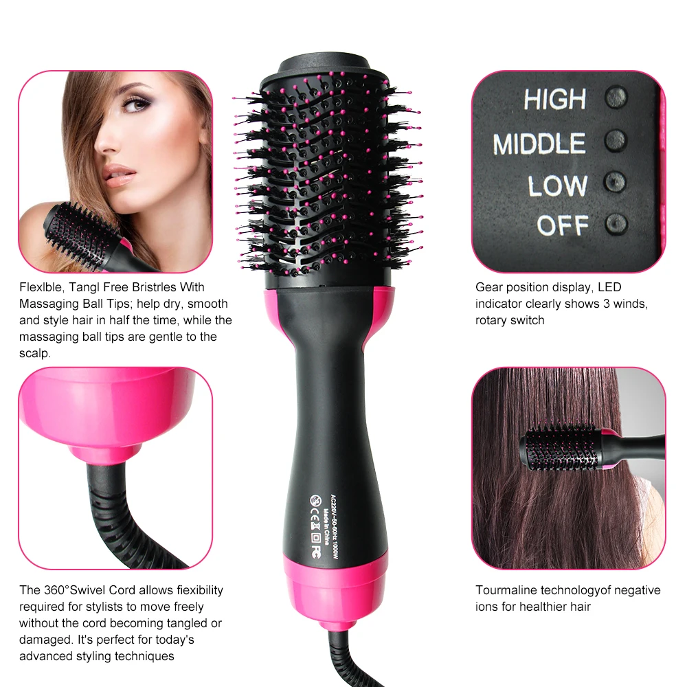 

Curling Irons curling wand 2 in 1 Hair Dryer Multifunctional One Step lectric Hot Air Hair Dryer Brush & Curling Iron comb