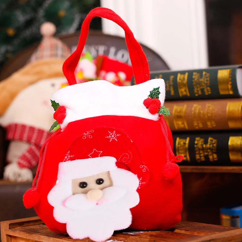 New Year Xmas Gifts Santa Claus Candy Tote Bags Hangable Pouch Handbag Merry Christmas Storage Package non-woven Apple Bag F911 | Дом и сад
