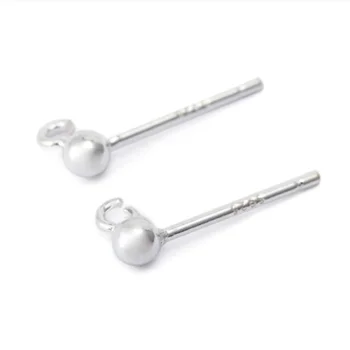 

10pcs/lot 925 Sterling Silver Earring Post Nails Ear Settings 3/4/5mm Ball Ear Pin Open Rings for DIY Stud Earrings Jewelry