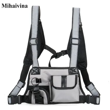 

Mihaivi Men Nylon Chest Rig Bag Hip Hop Streetwear Functional Boy Chest Rig Black Tactical Bag West Wist Bag Tactical Waist Pack